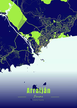 Arraiján, Panama Map Art