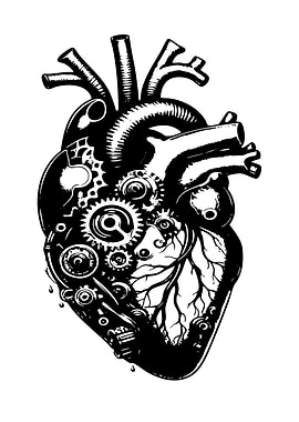 Steampunk Heart with Gears and Veins
