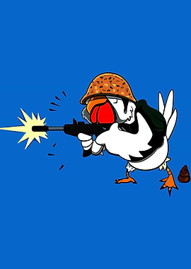 Armed Cartoon Chicken Soldier