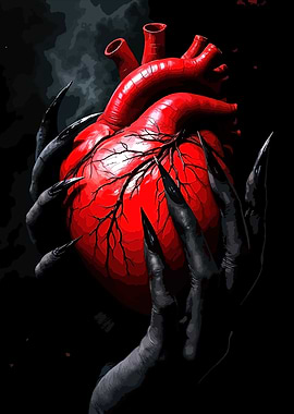 Heart in the grasp of dark claws