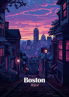Boston USA Cityscape at Dusk