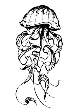 Black and White Jellyfish Illustration