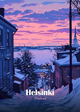 Helsinki, Finland Winter Cityscape
