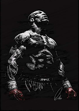 Mike Tyson Illustration in Black and White