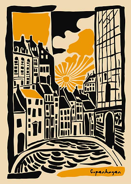 Copenhagen Cityscape Illustration