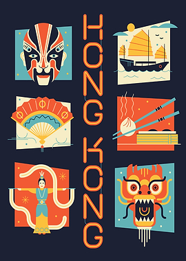 Hong Kong Travel Poster Illustration