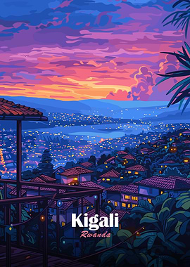 Kigali Rwanda Cityscape at Dusk