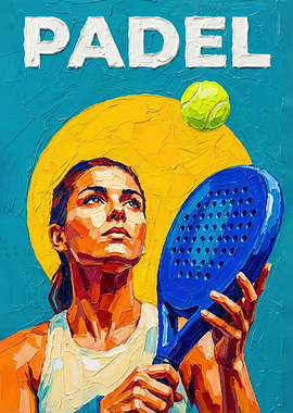 Padel Player Oil Painting