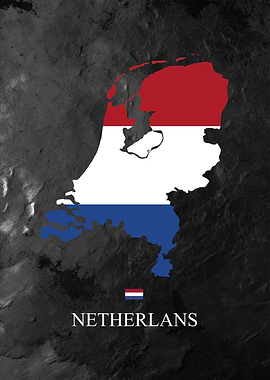 Netherlands Map Flag Art