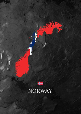 Norway Map with Flag Colors