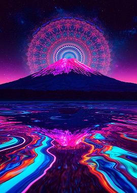 Psychedelic Mountain Mandala Landscape