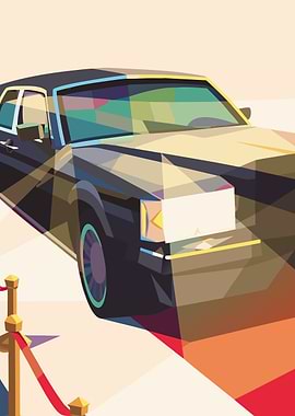 Geometric Car on Red Carpet