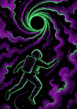 Astronaut and Black Hole in Space
