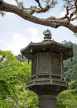Japanese Stone Lantern in Garden Setting
