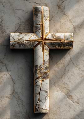 Marble Cross with Gold Veins
