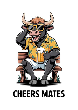 Bull - Cheers Mates Beer Cartoon