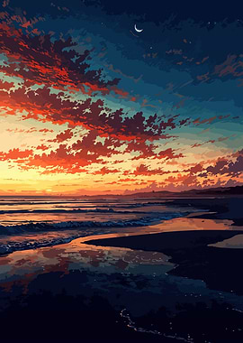 Sunset Beach Digital Art