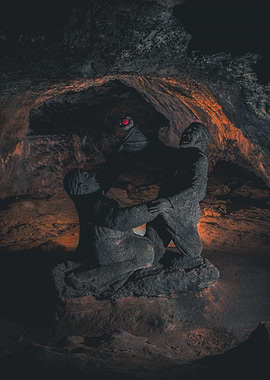 Cave Sculpture with Red Light