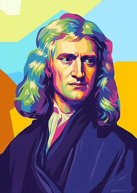 Isaac Newton Colorful Portrait