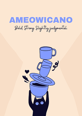 Ameowicano Cat Coffee Illustration