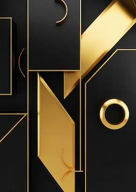 Abstract Black and Gold Geometric Design