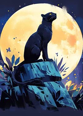 Black Panther Under Moonlight