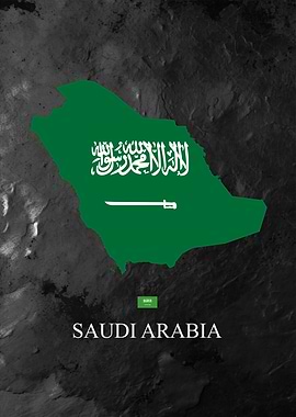Saudi Arabia Map Flag Art
