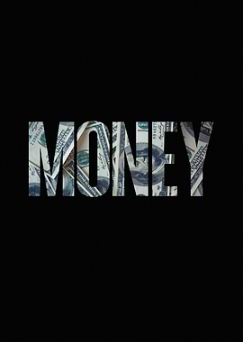 Money Text Art on Black Background