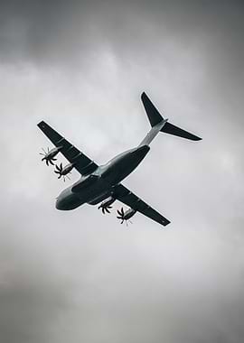 Airbus A400M Atlas Flying in Cloudy Sky
