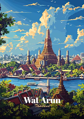 Wat Arun Temple, Thailand, Digital Art