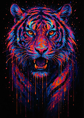 Neon Tiger Portrait
