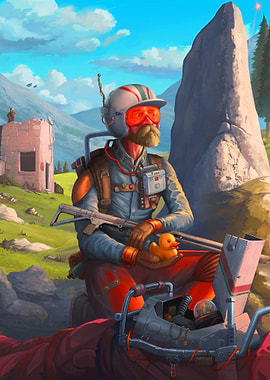 Bearded Pilot with Rubber Duck