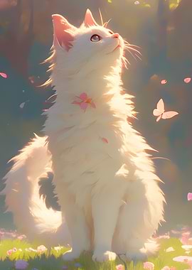 White Cat in a Nature