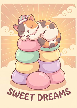 Sweet Dreams Cat on Candy Tower