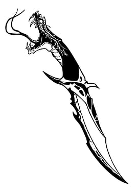 Snake Head Dagger Black and White