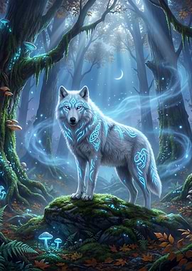 Mystical Wolf in Enchanted Forest