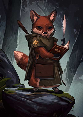 Fox Scholar in Forest Illustration