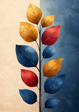 Colorful Leaves on Split Background