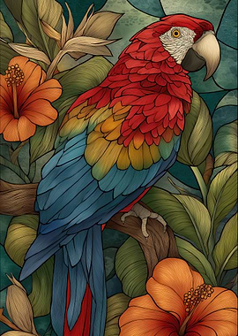Colorful Parrot in Tropical Setting
