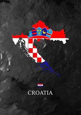 Croatia Map Flag Art