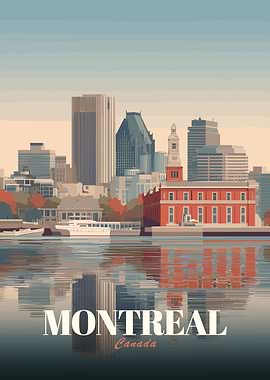 Montreal Canada Cityscape Illustration