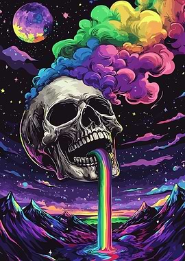 Psychedelic Skull with Rainbow Vomit