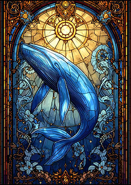 Whale Stained Glass