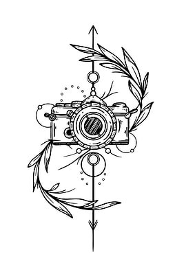 Camera with Floral and Arrow Design