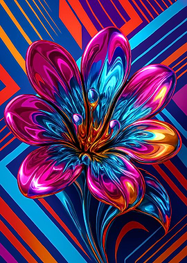 Metallic Flower on Geometric Abstract