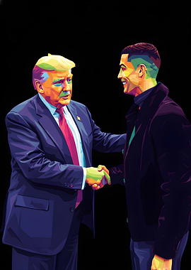 Trump and Ronaldo Handshake Pop Art