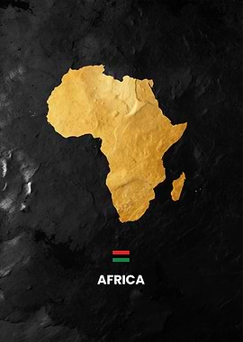 Golden Africa Map on Dark Background