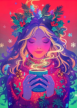 Winter Warmth: Woman with Hot Drink