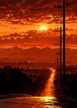 Sunset Road Anime Style
