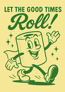 Let The Good Times Roll, Bathroom Print, Toilet Print, Green Bathroom Print, Funny Bathroom Print